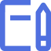 Provet blue and white icon with pen or pencil and notebook