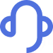 Provet blue headset logo with curved earphones and connected design