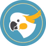 Provet Pay logo with a white cockatoo bird profile on blue circle