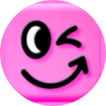 Provet Pay winking pink emoji with playful smile