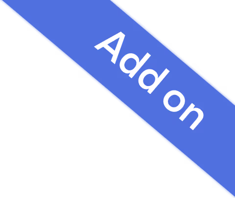 Blue diagonal ribbon with the white text 'Add on'.