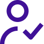Purple user icon with a checkmark indicating verified account.