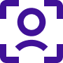 Icon of a user profile with a circle head and shoulders inside a square focus frame.
