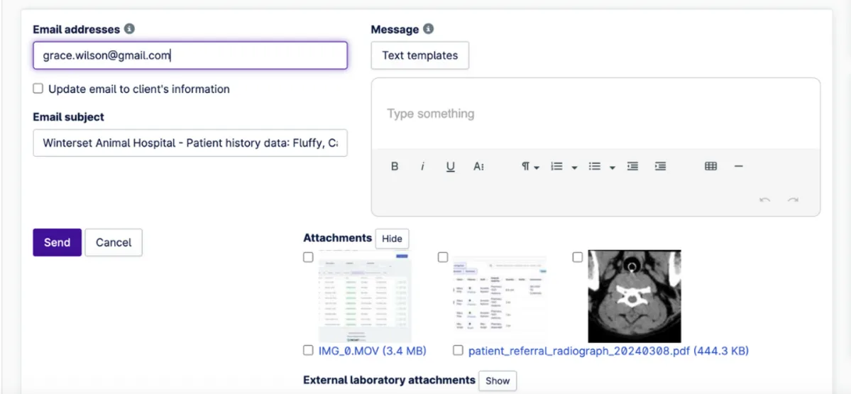 Patient history attachments
