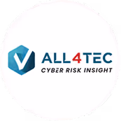 ALL4TEC logo with a blue V-shaped symbol and the slogan Cyber Risk Insight.
