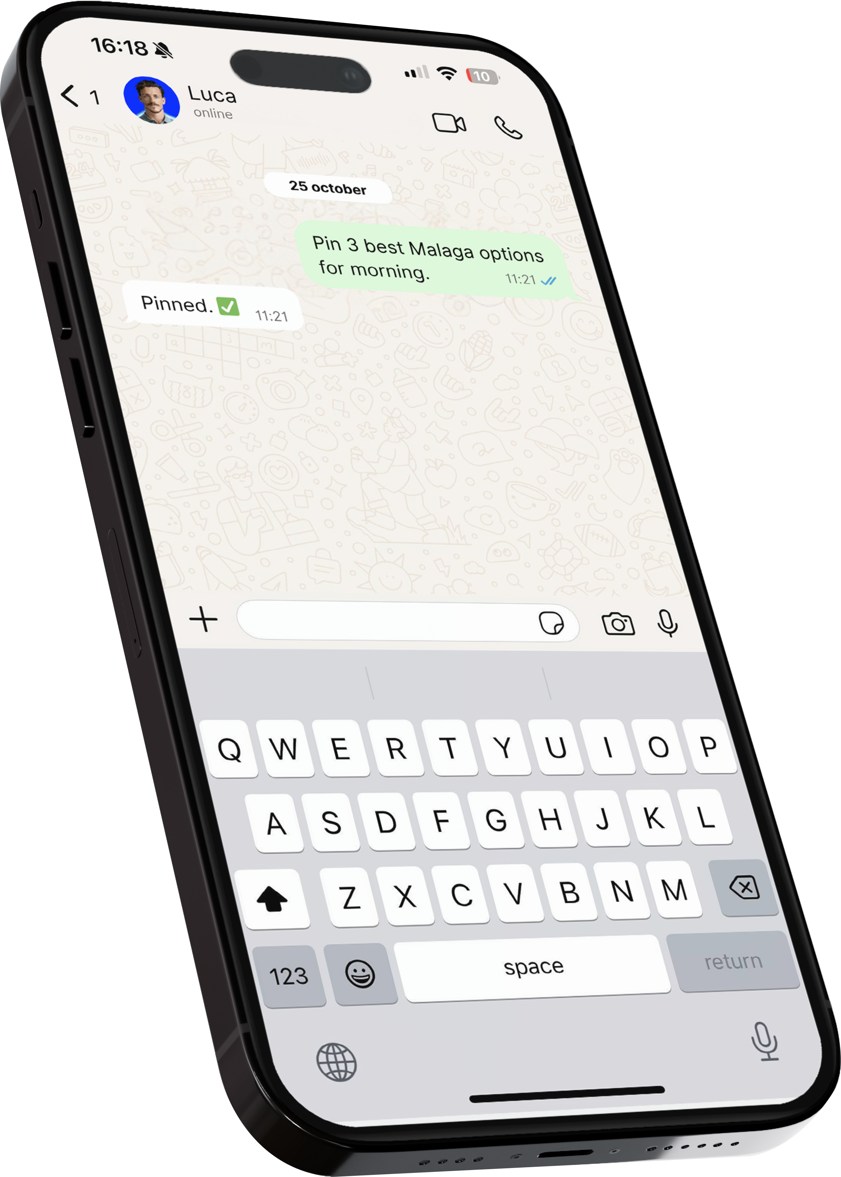 The picture of WhatsApp chat on phone screen.