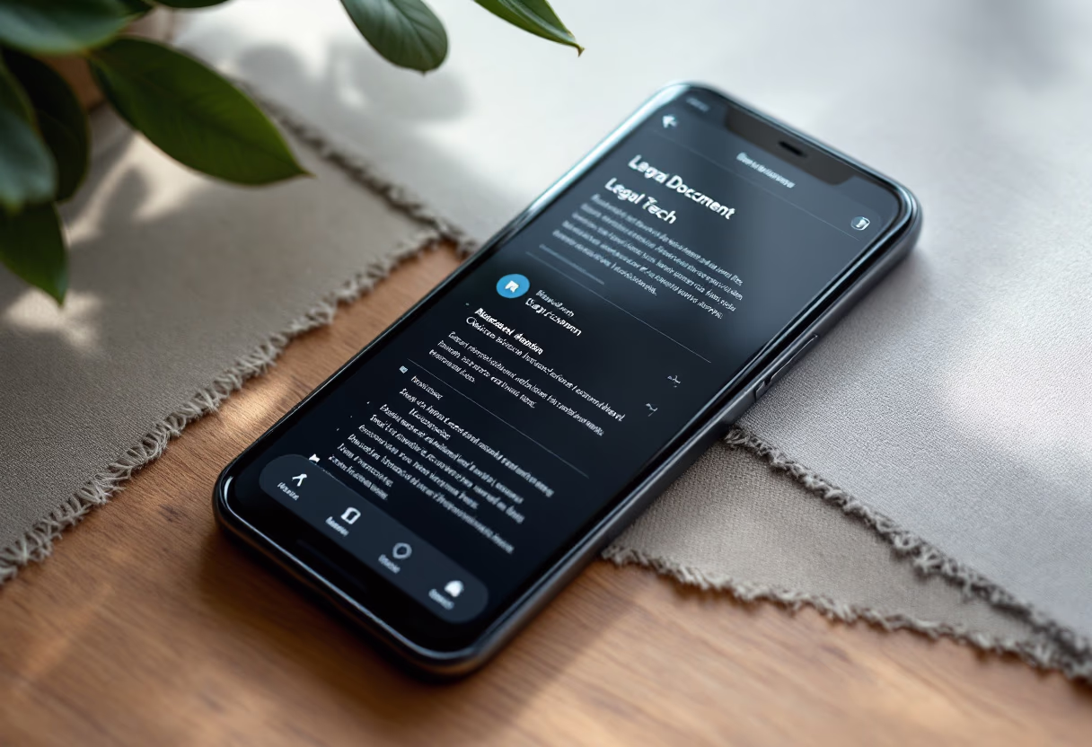 image of mobile device with legal article displayed (for a legal tech)