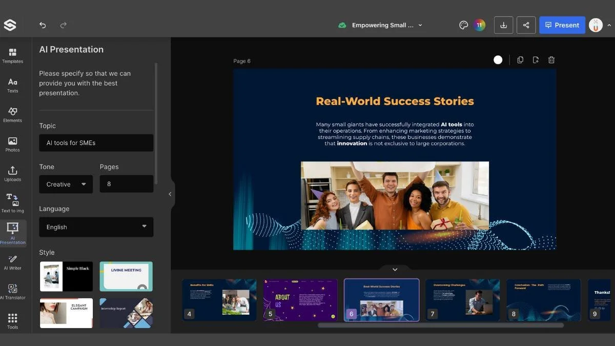 Slidesgo Dashboard Screenshot 
