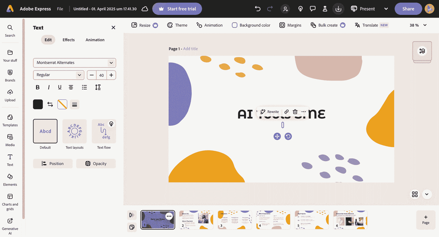 Adobe Express Dashboard Screenshot