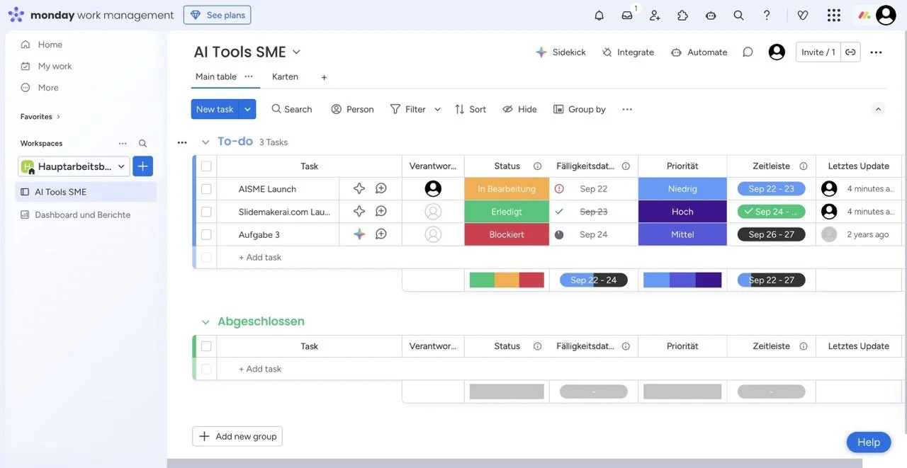 Monday.com Dashboard Screenshot