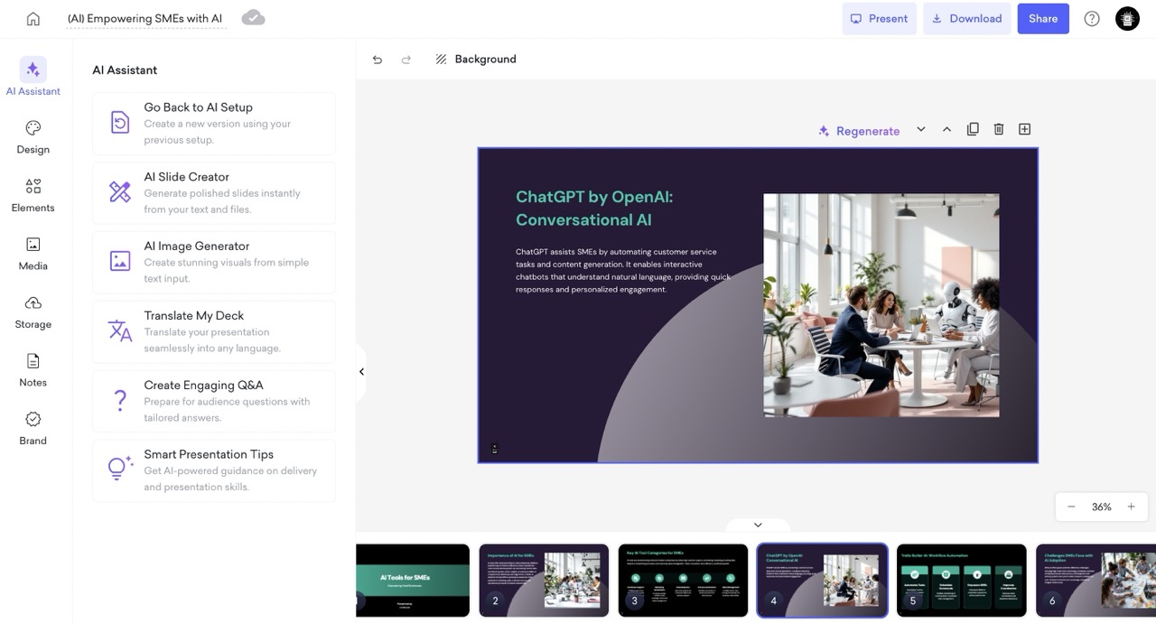 Dashboard Decktopus Presentation AI