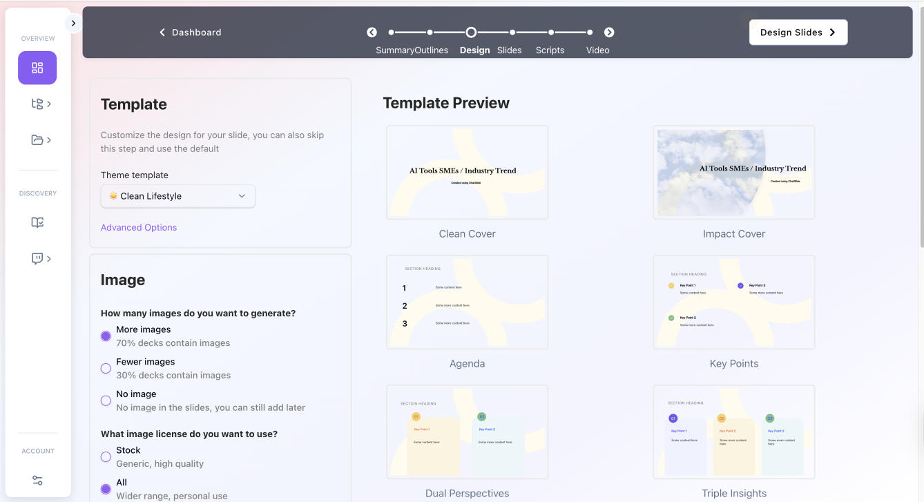 Chatslide Presentations Dashboard 