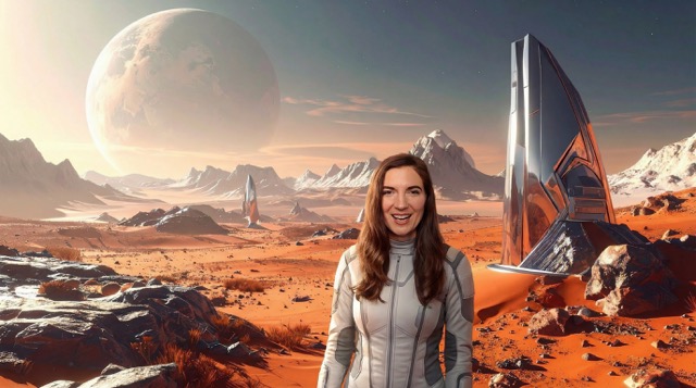 Nano Banana Pro Two morphed images of lili on Mars