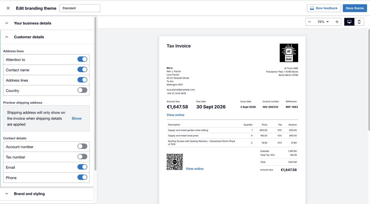 Xero Invoice Templates