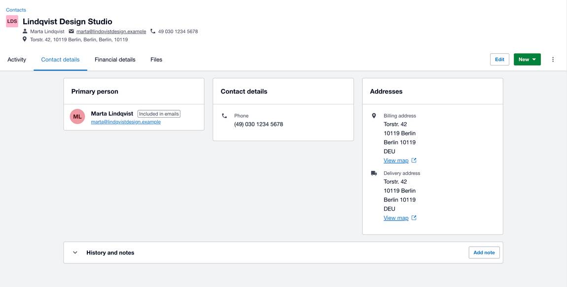 Xero JAX created contact