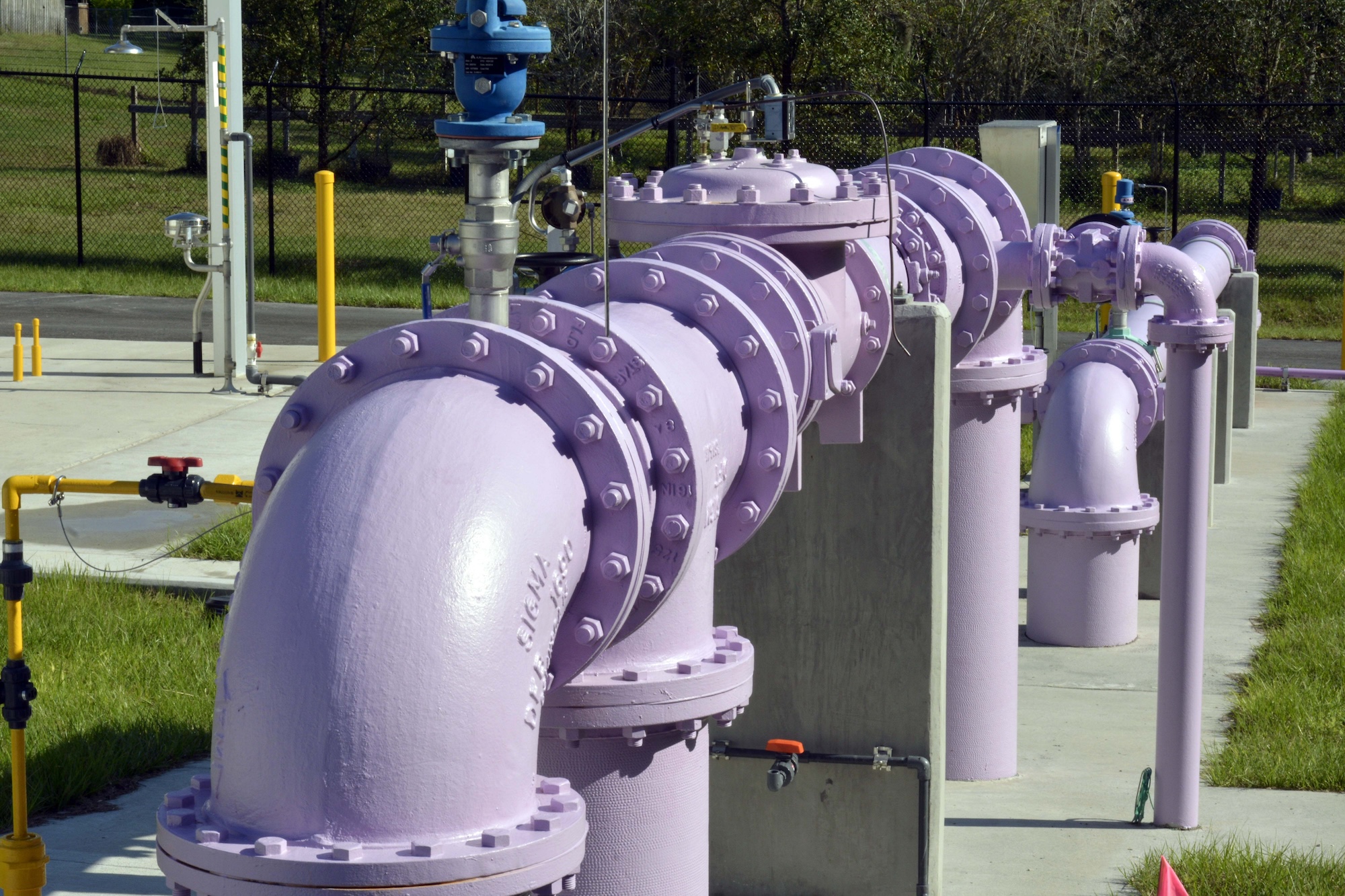 Large purple reclaimed water pipes