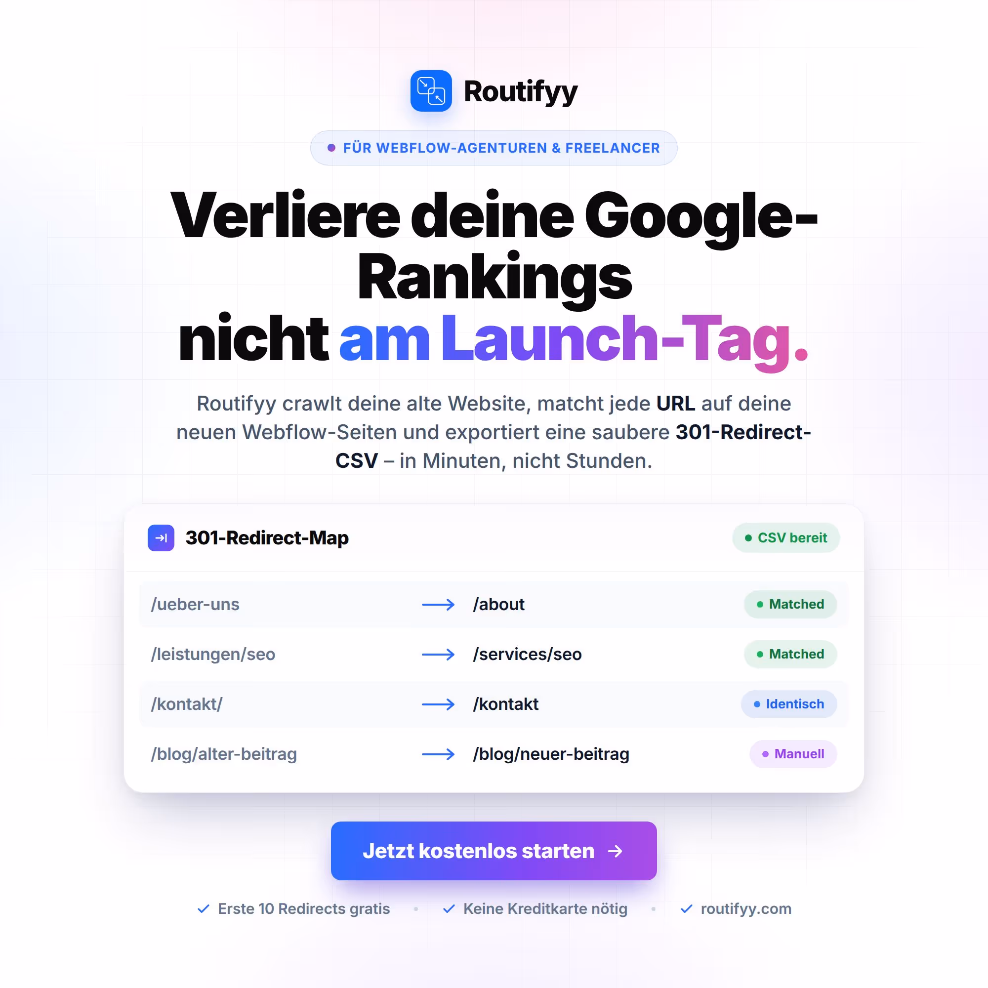 Redirect-Management für Webflow-Relaunches.