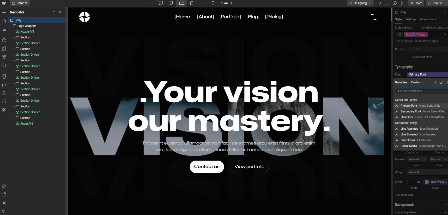 Typography - Production X Webflow Template