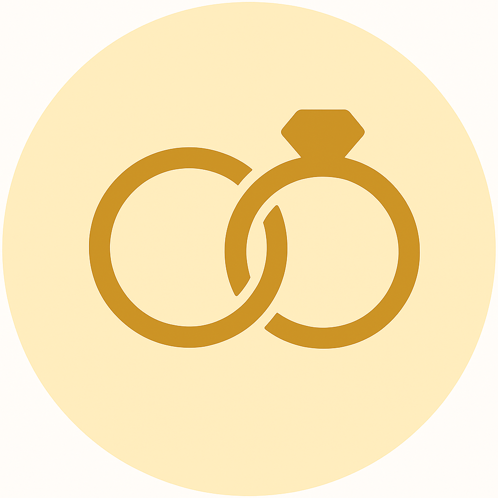 Yellow icon with two rings. 