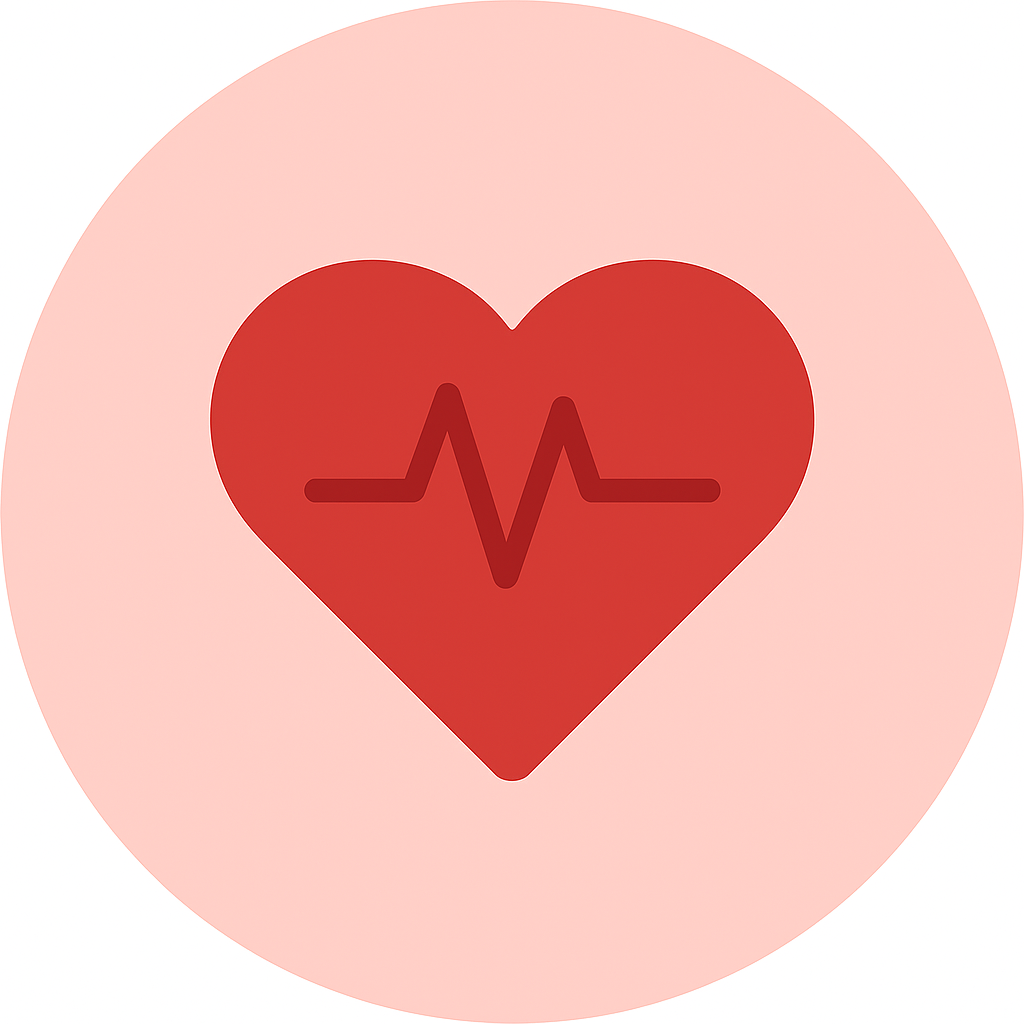 Icon with heart and heartbeat line