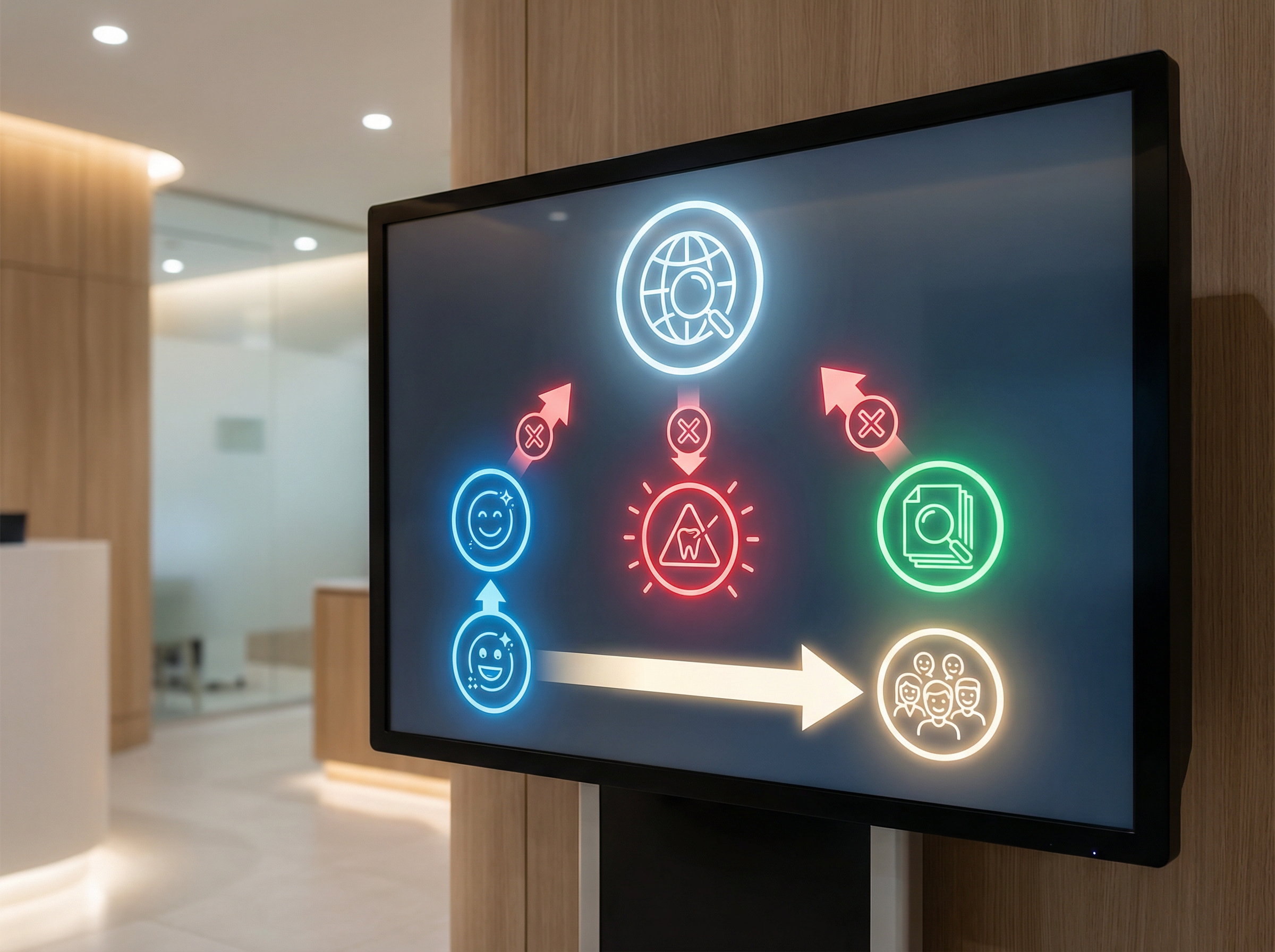 Three categories of dental search intent visualization for PPC filtering
