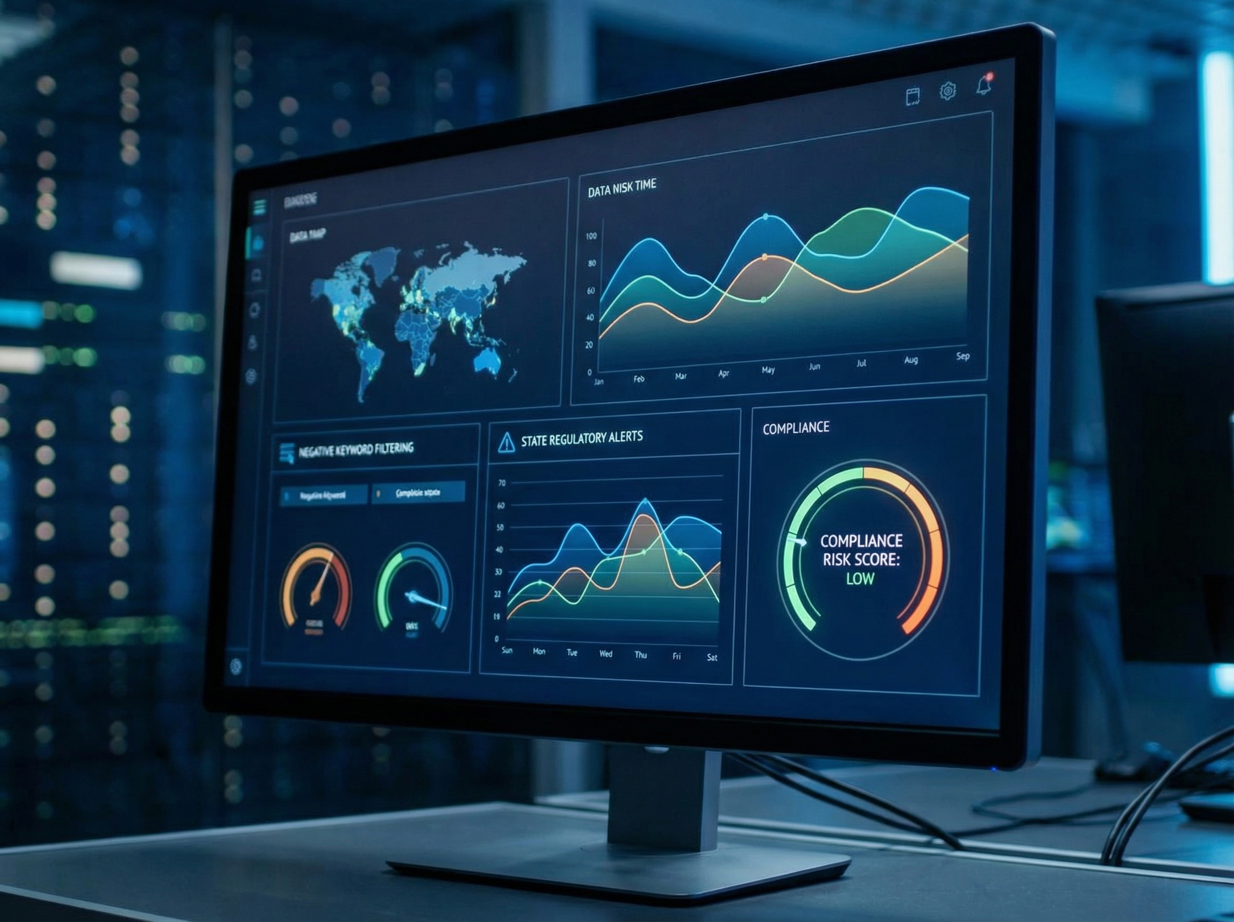 AI negative keyword compliance system analyzing iGaming PPC campaigns across multiple states