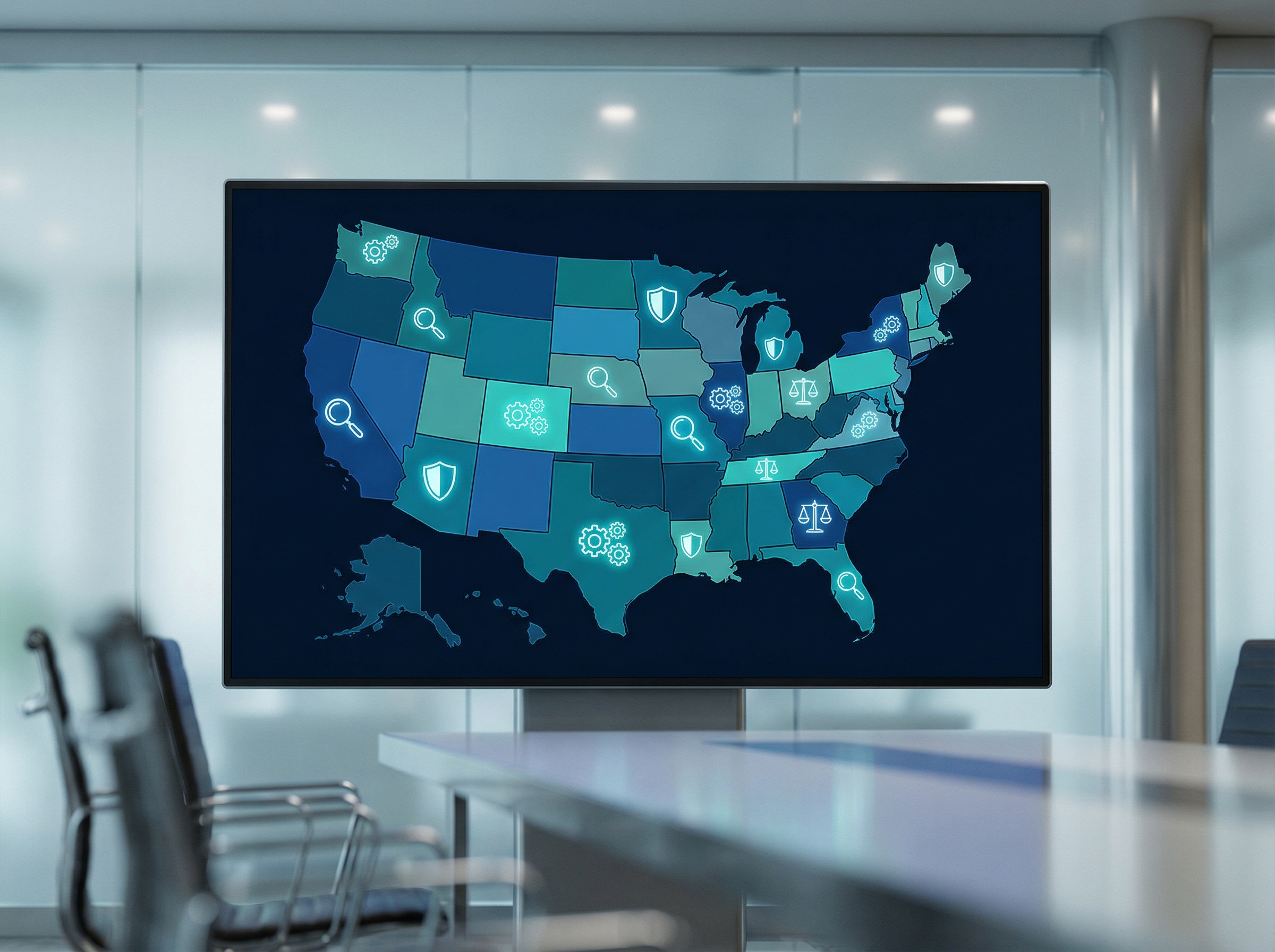US map showing state-by-state advertising compliance requirements