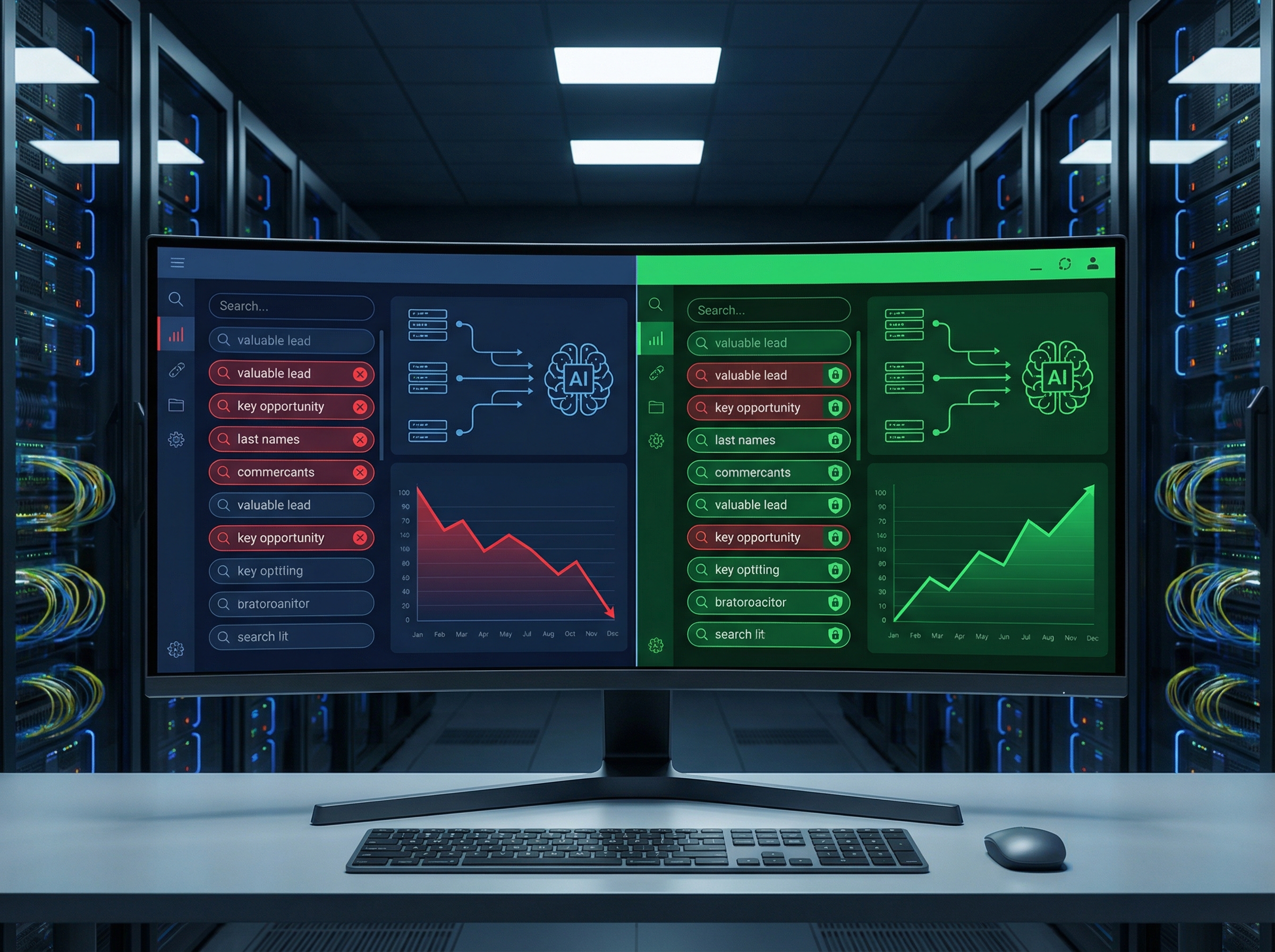 AI search term analysis with protected keywords safeguards preventing valuable traffic exclusion