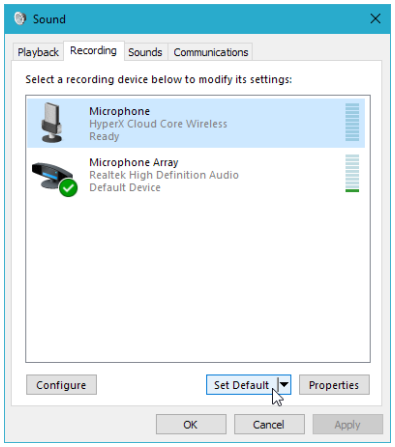 Windows recording tab
