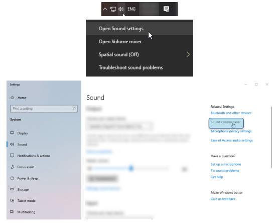 Windows sound settings