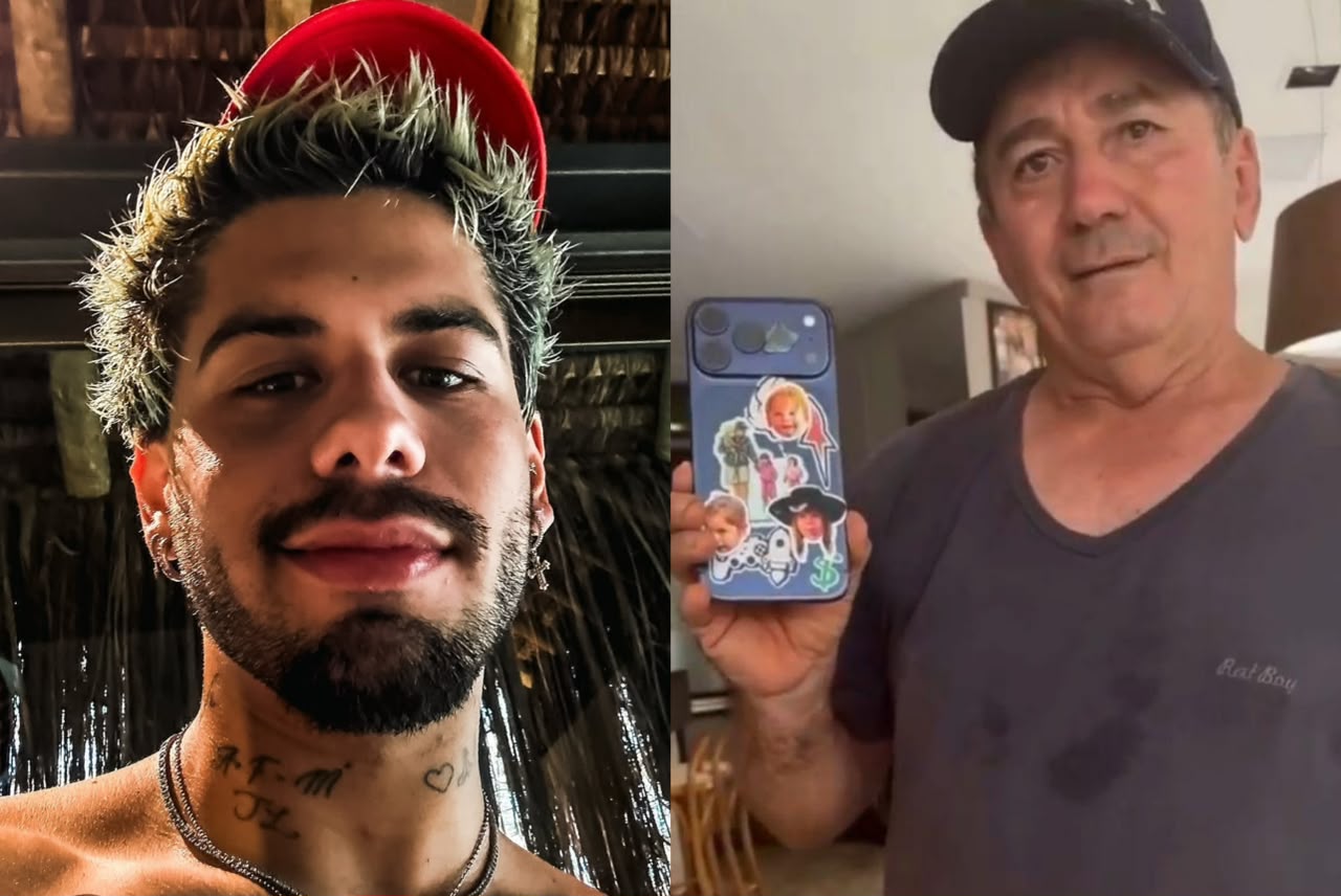 Zé Felipe compra celular novo e presenteia funcionário de Poliana Rocha antes de viagem aos EUA