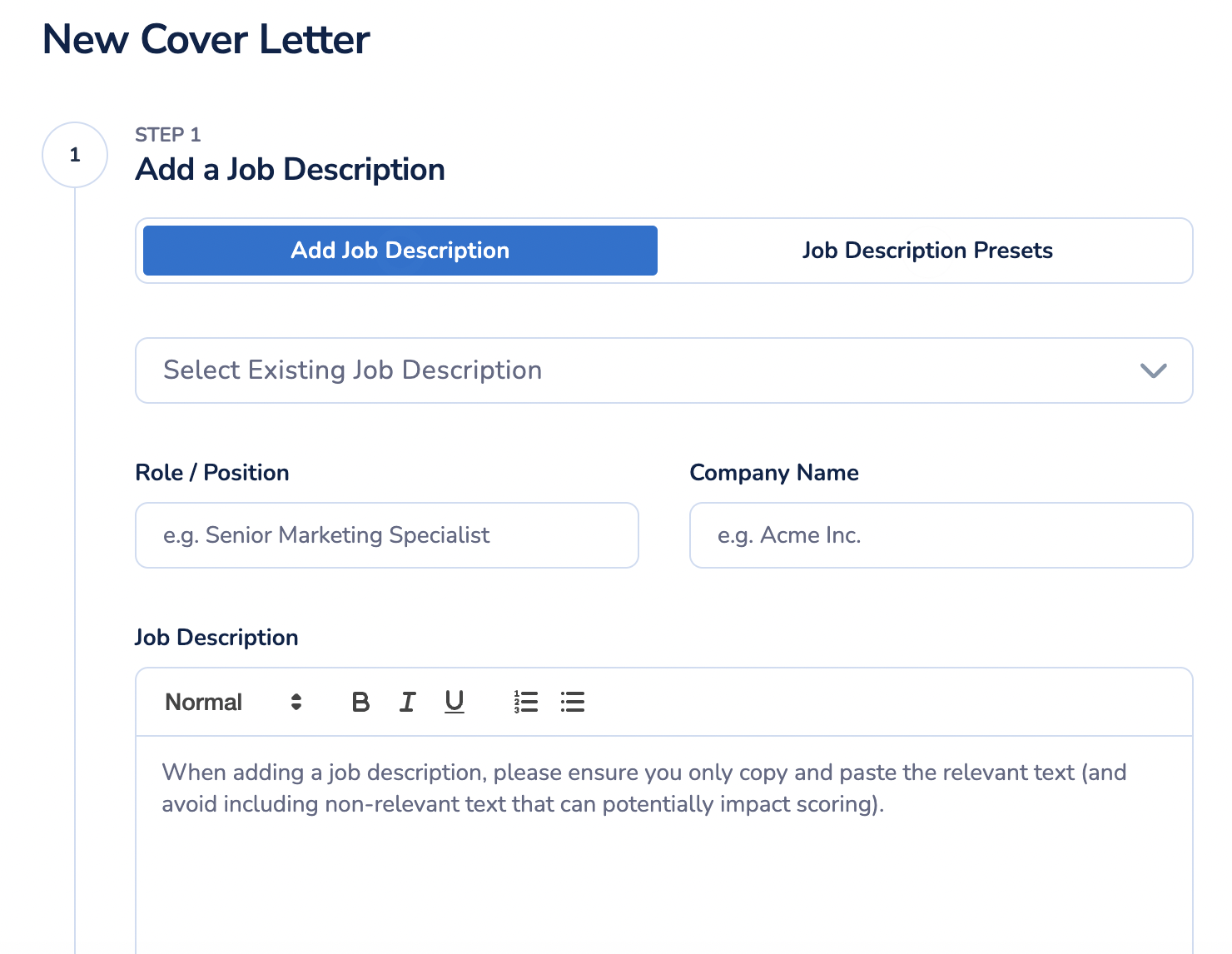 Big Resume cover letter generator