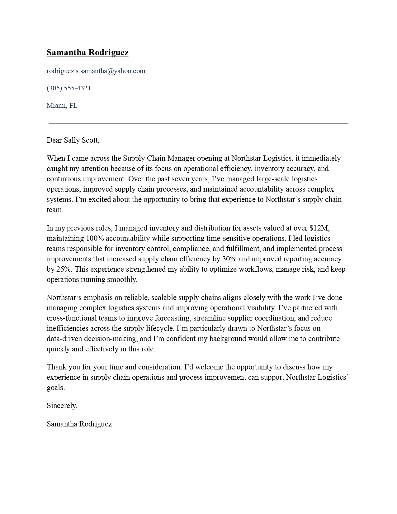 Military to civilian cover letter example 2