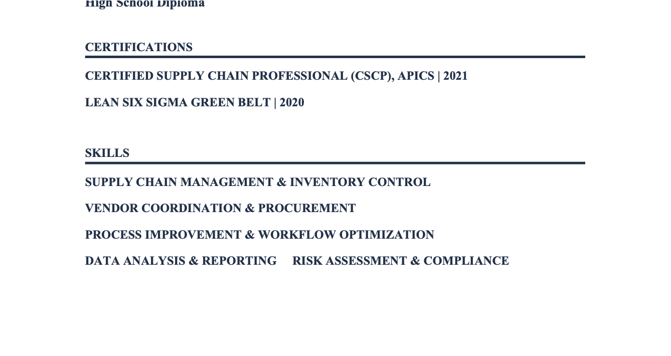 The “Specialist” direct transfer: Logistics/Supply to Supply Chain Management2
