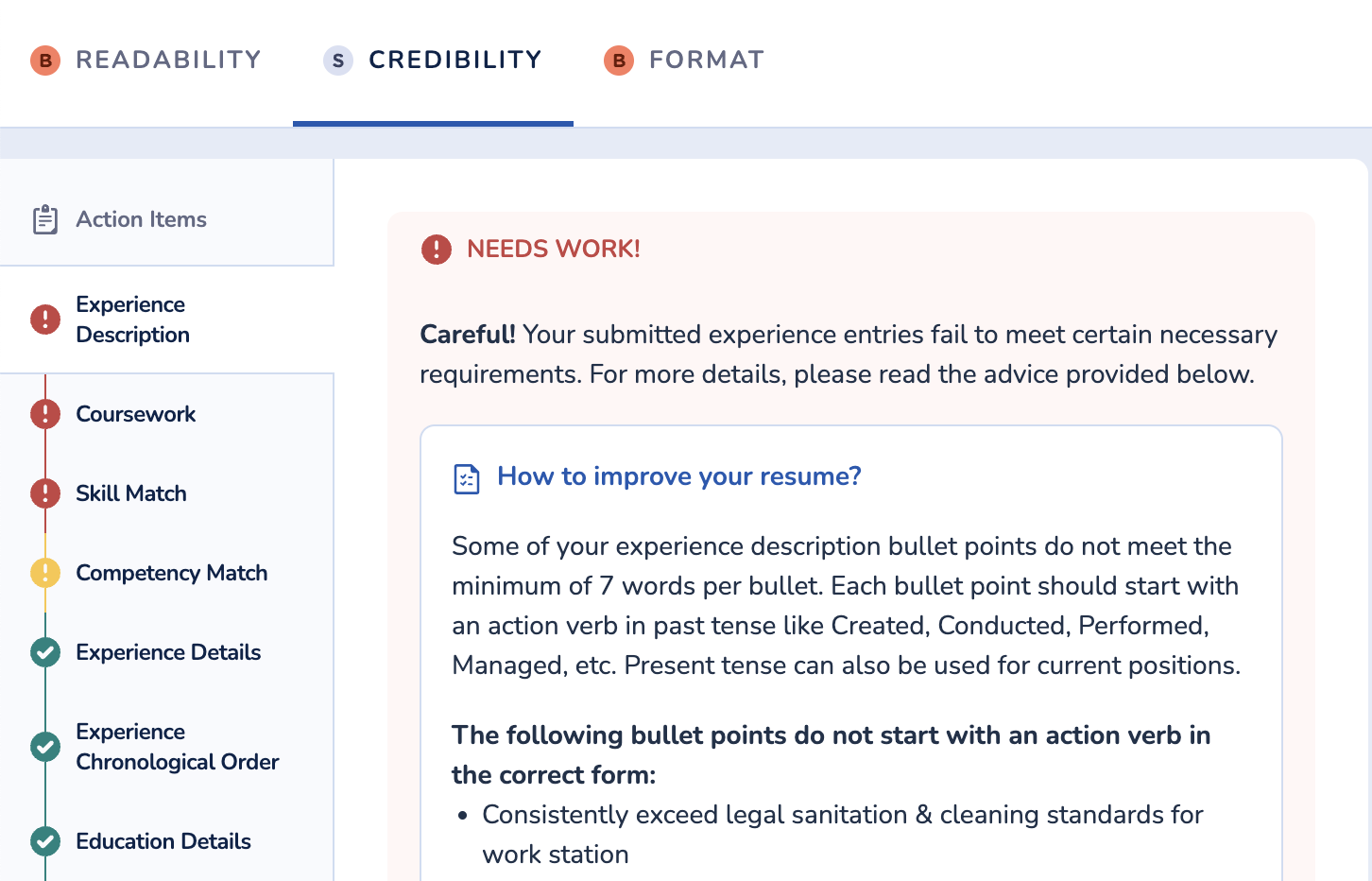 ResumeAI scanner feedback