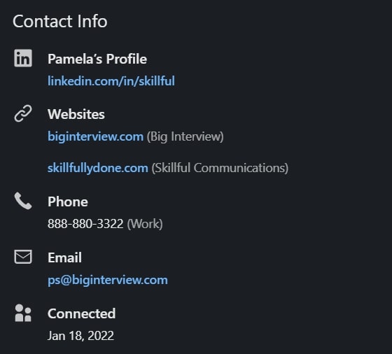 Contact info good example 