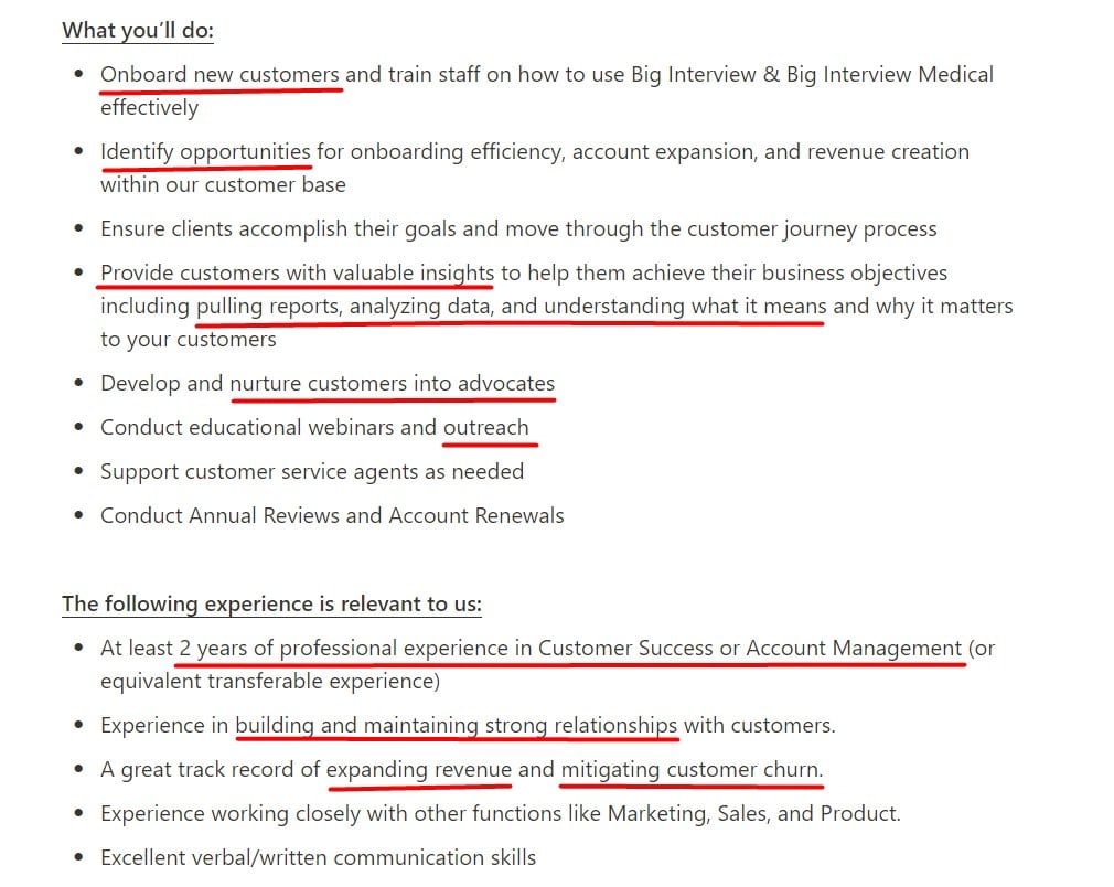 Job ad example