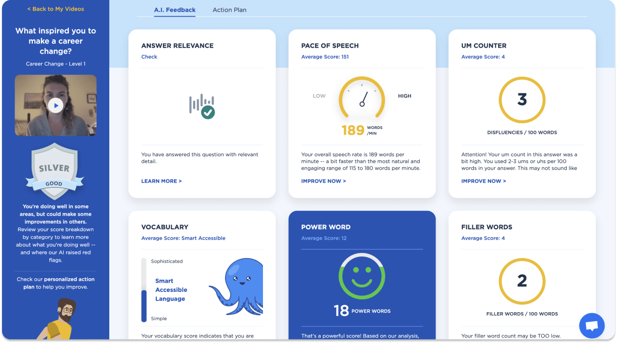Big Interview student AI feedback