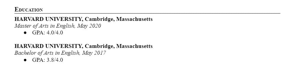 How to List MA and BA on a Resume