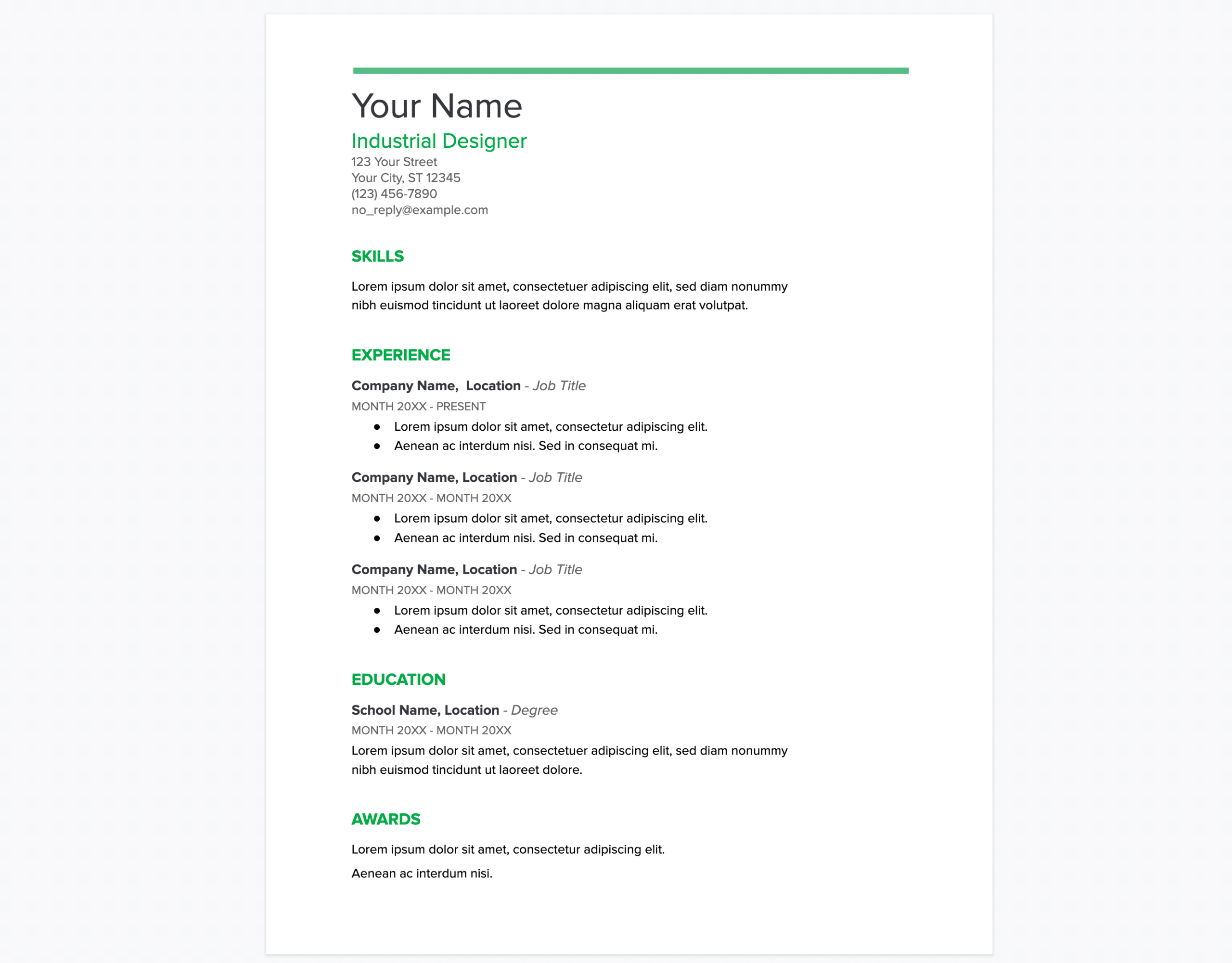 google docs resume template
