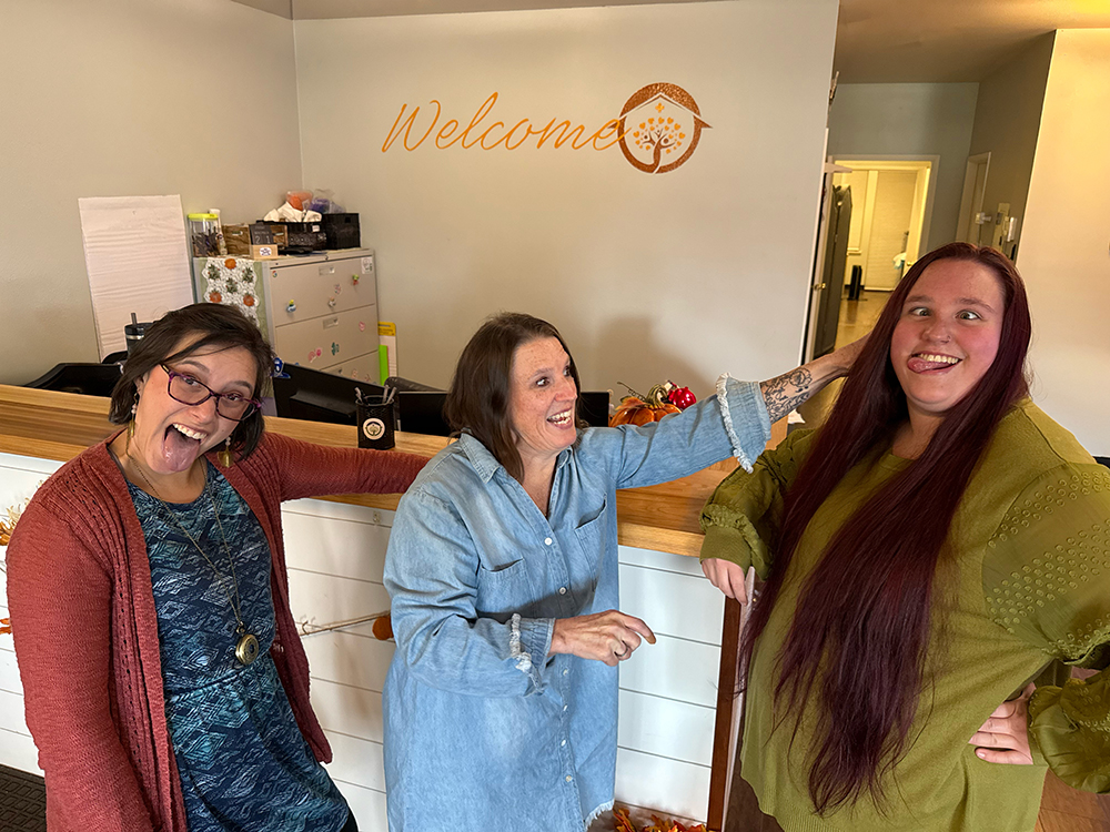 Homestead Family Medicine team being goofy in the waiting area