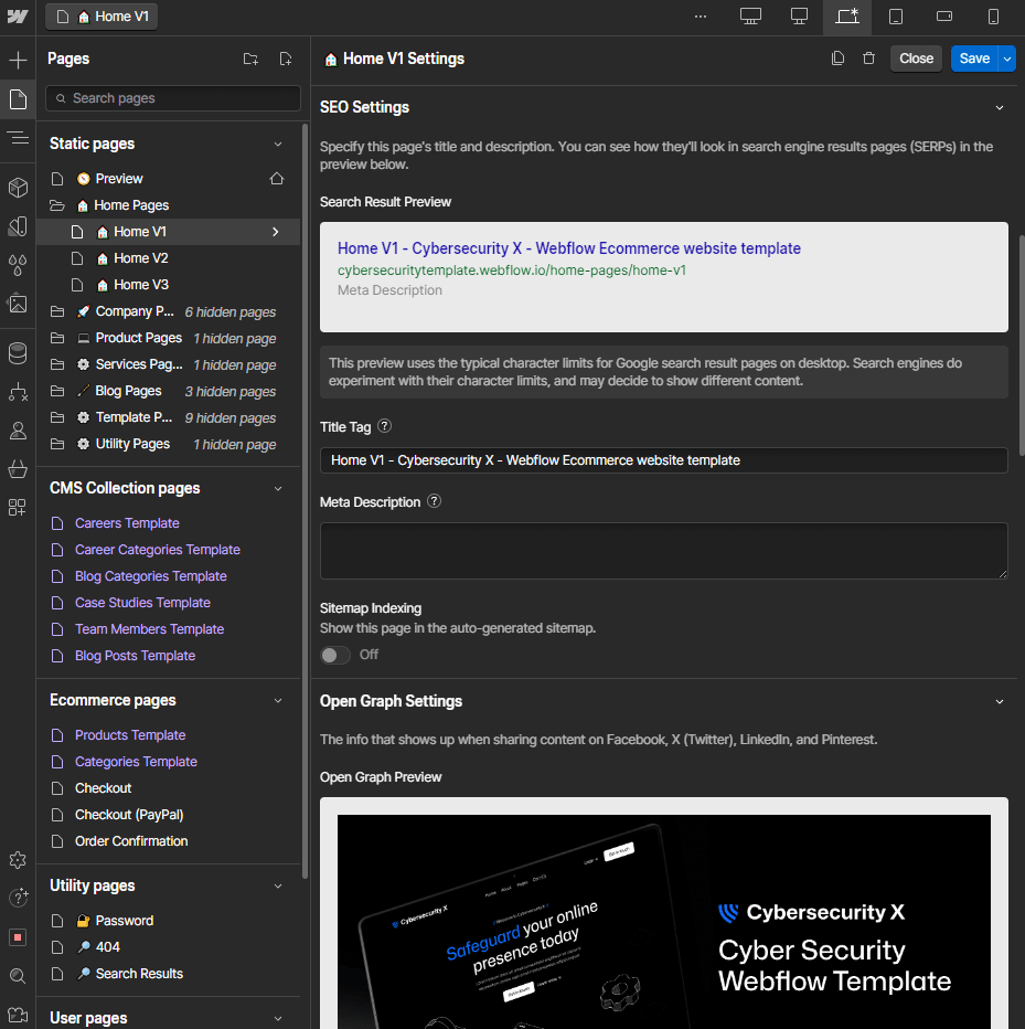SEO - Cybersecurity X Webflow Template