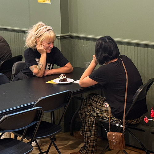 Two people in conversation