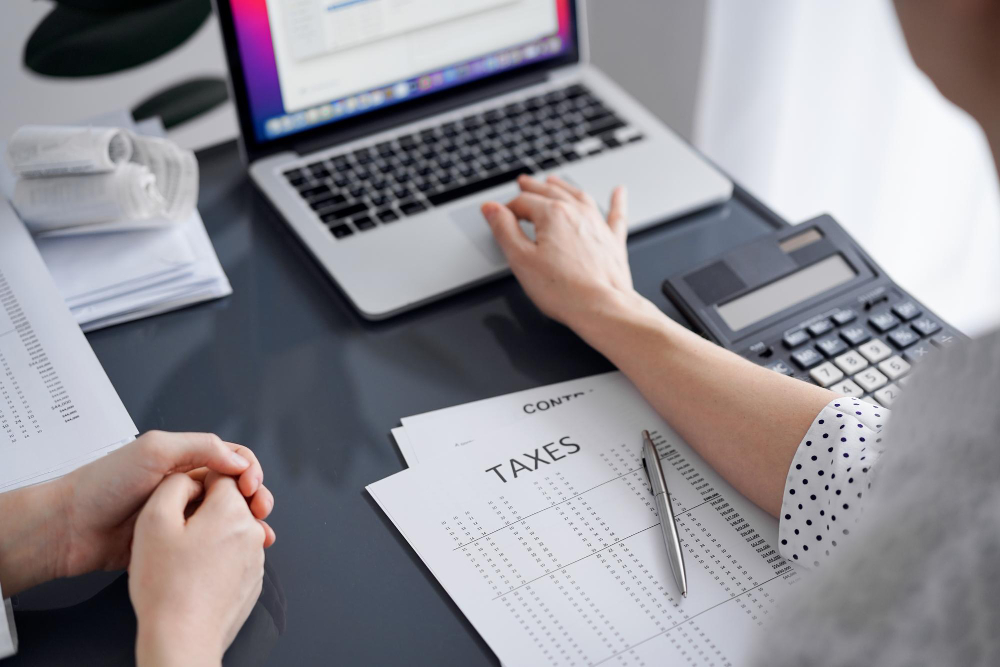 Taxpayer meeting with accountant to review taxes