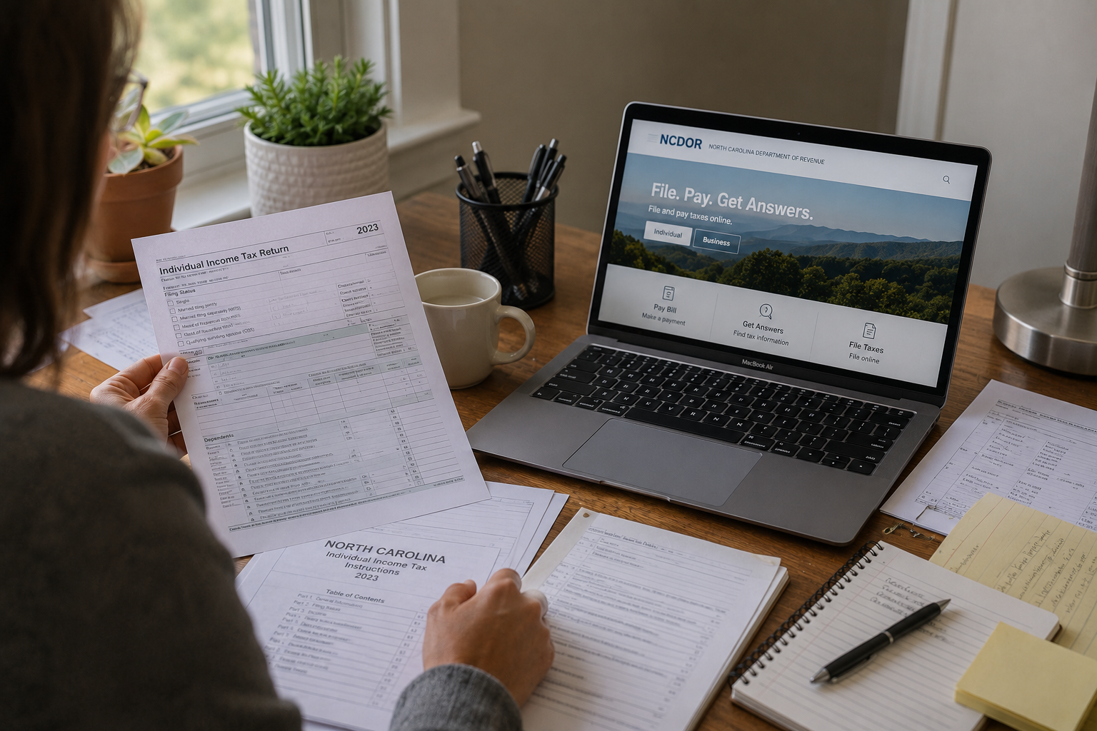 Taxpayer preparing a North Carolina state tax return online