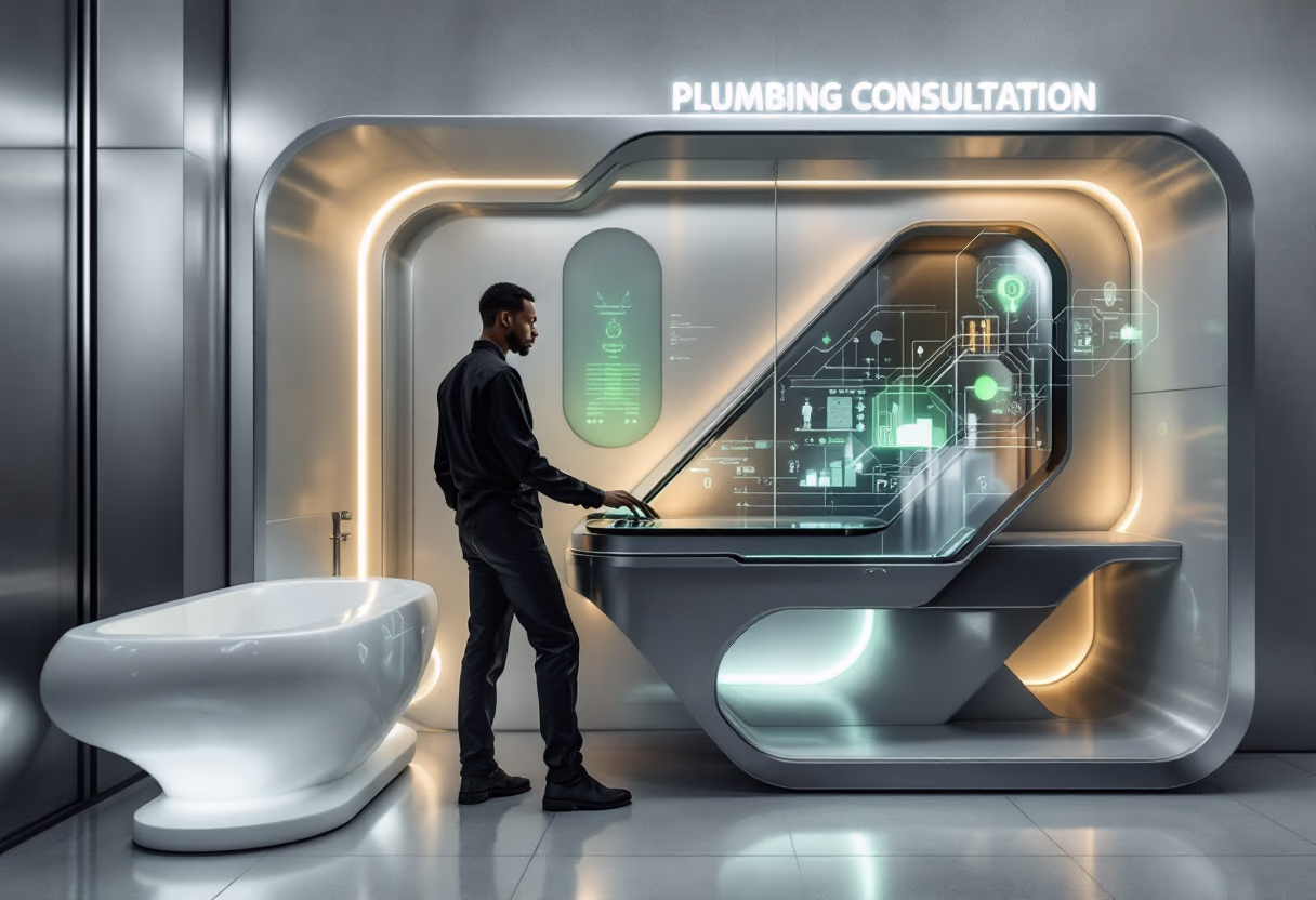 image of customer support interaction (for a plumbing service)