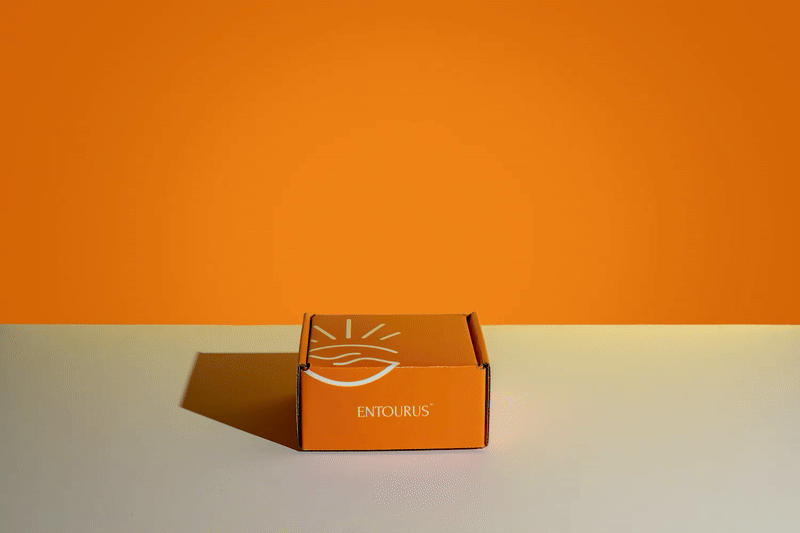 Orange Entourus jar stop motion moving into original packaging box stop motion videography photos by Lars.