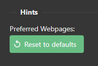 Reset to Defaults - Preferred Pages
