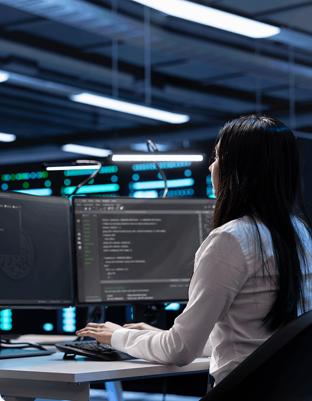 Woman  working on a computer 