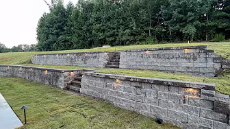Double Retaining Wall + Lighting, Concrete & Fire Pit
